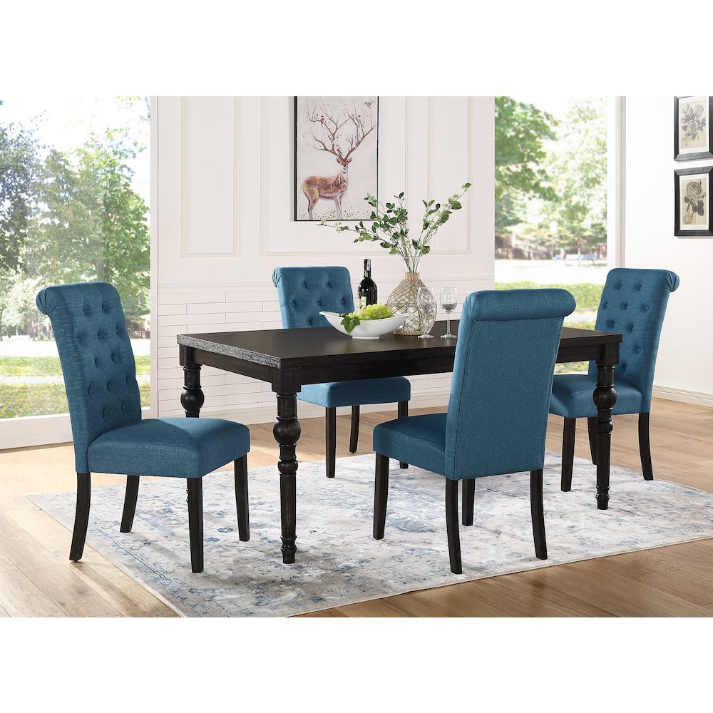 Leviton Urban Style Dining Set: Table and 4 chairs, Blue. Picture 2