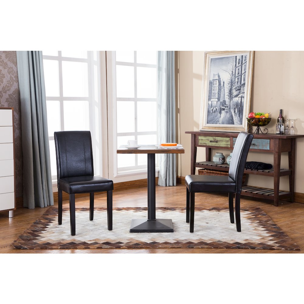 Urban Style Solid Wood Leatherette Padded Parson Chair, Black, Set of 2. Picture 3