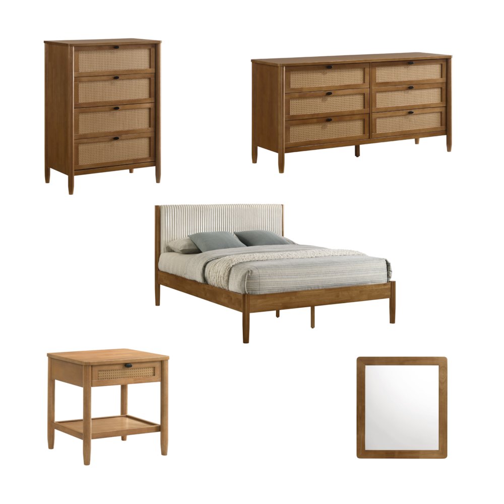 Vichy 5-Pc Bedroom Set with Queen Bed, Dresser, Mirror, Nightstand, Chest. Picture 2