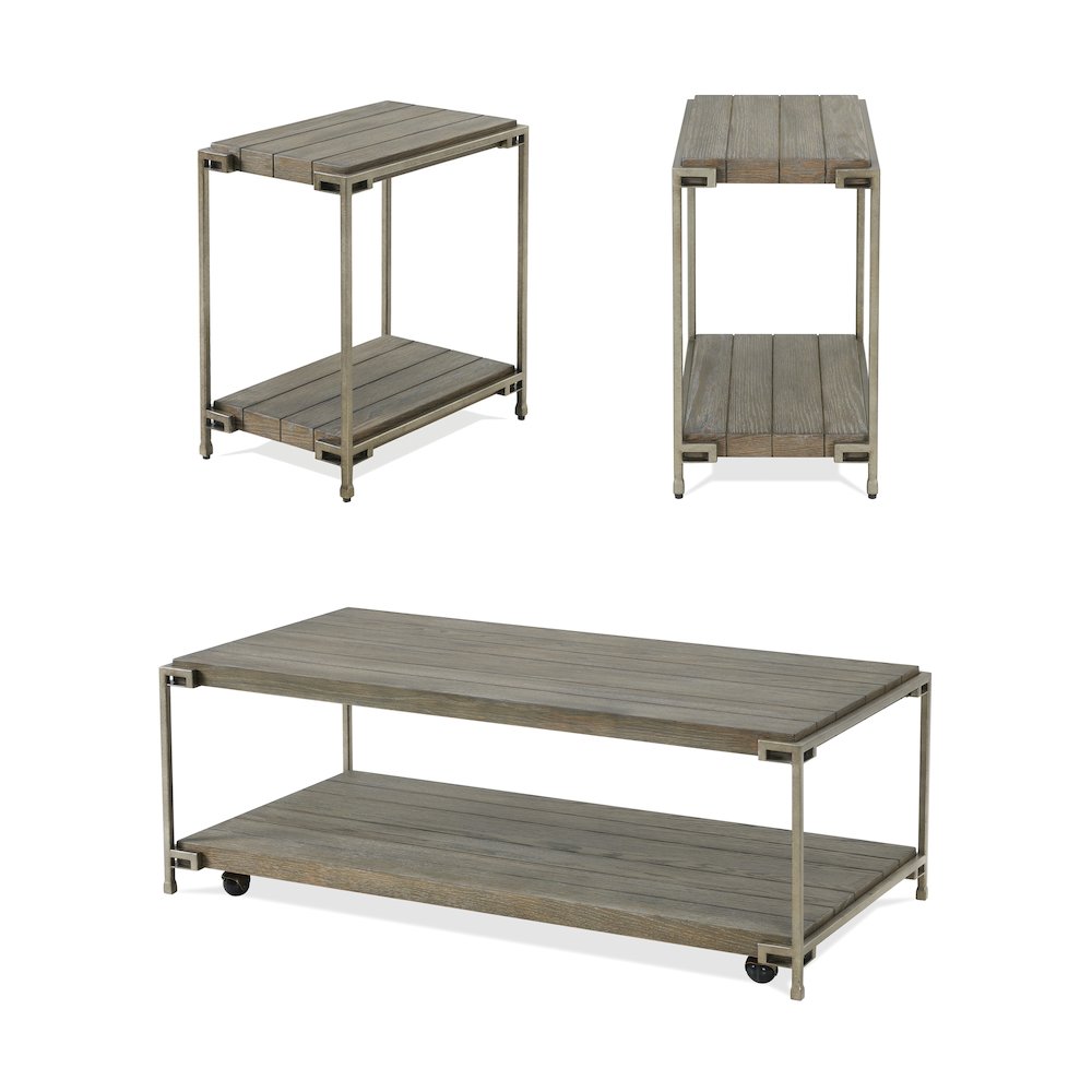 Corbeta 3Pc Living Room Coffee Table and 2 Chairside Tables Set, Aged Graphite. Picture 14