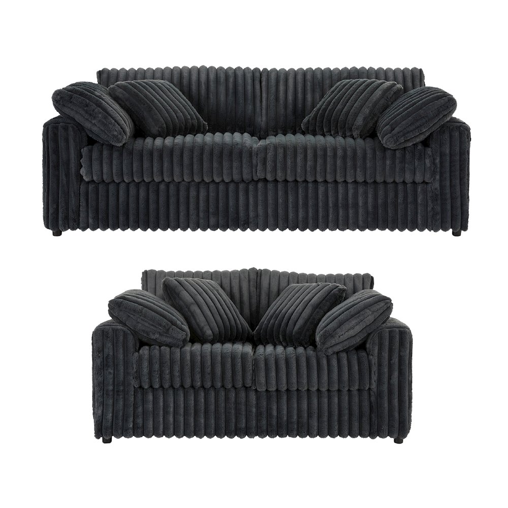 Belvoir 2-Piece Living Room Set, Sofa and Loveseat, Charcoal. Picture 10