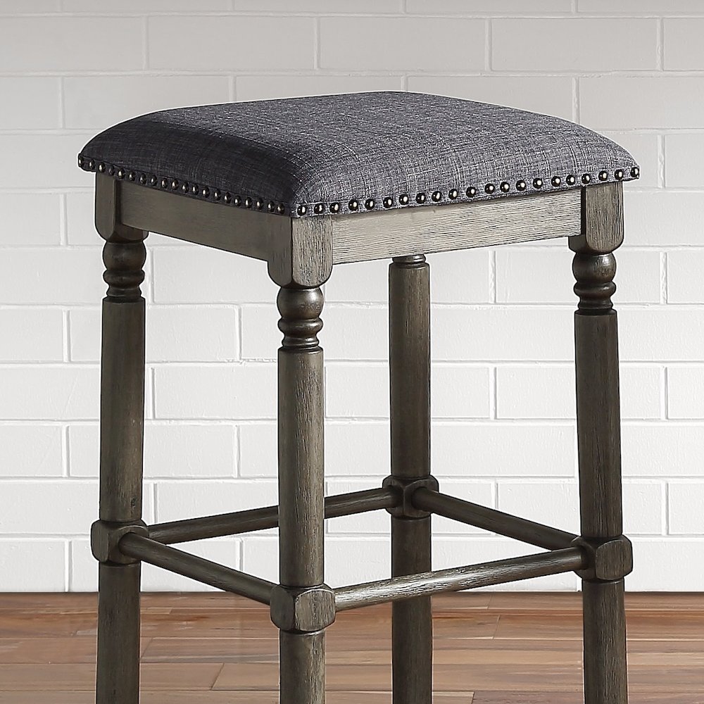 Arnhem Wood Gray Upholstered Counter Height Stool, Set of 2. Picture 3