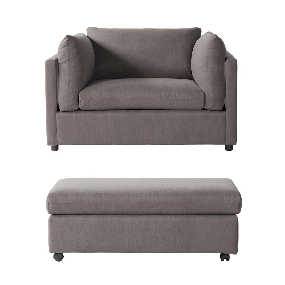 Enda Oversized Living Room Pillow Back Cuddler Arm Chair with Ottoman. Picture 1