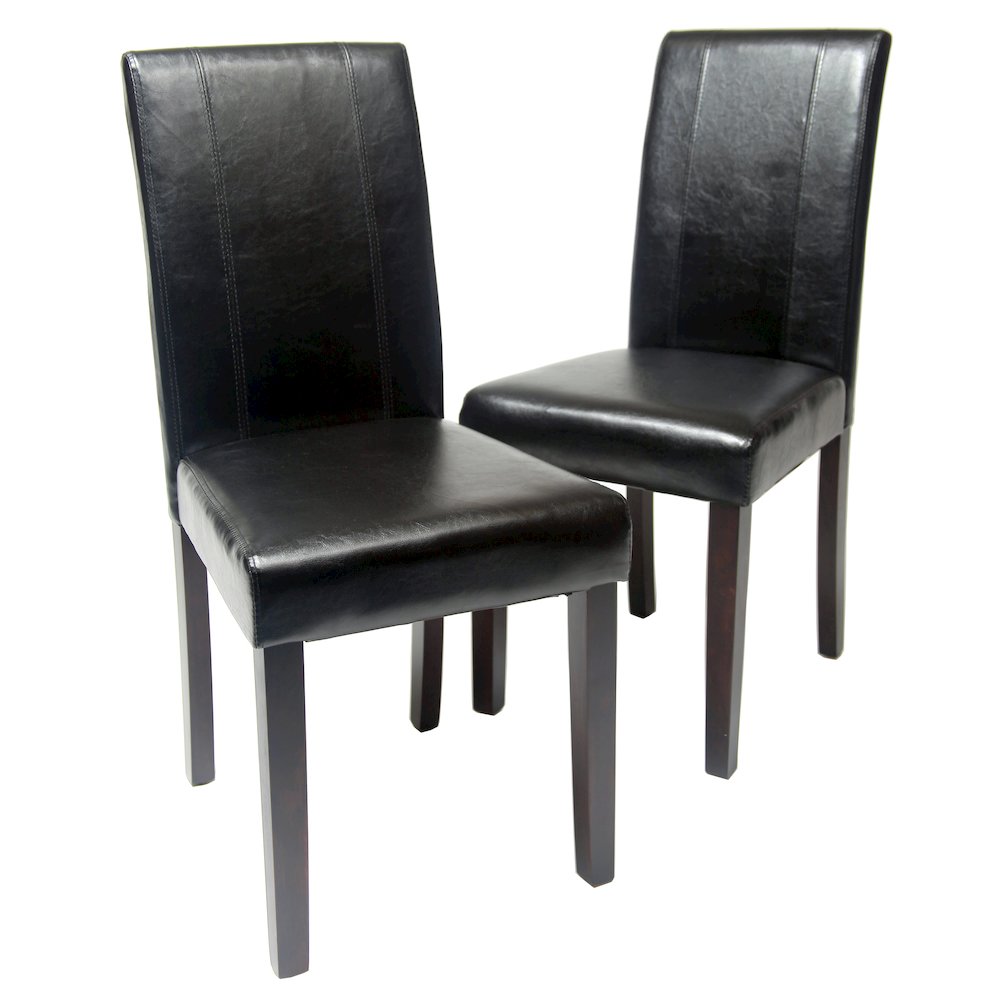 Urban Style Solid Wood Leatherette Padded Parson Chair, Black, Set of 2. Picture 8