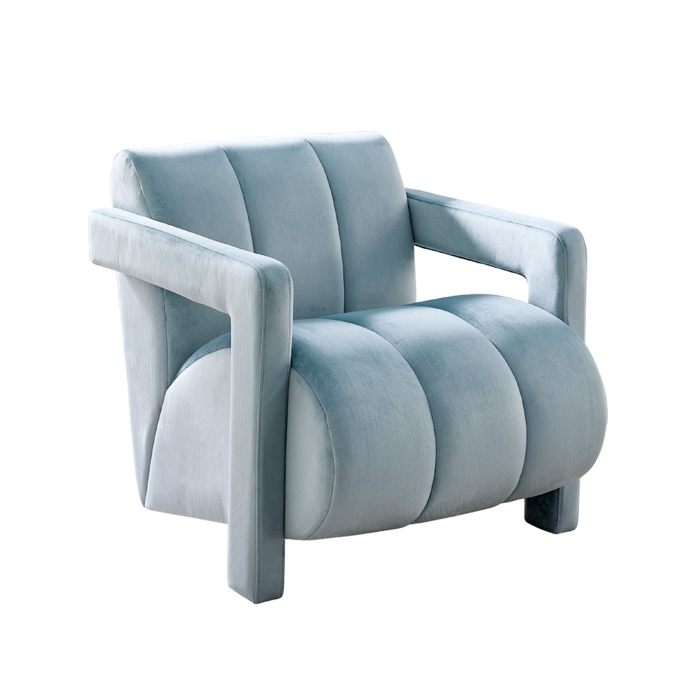 Velmor Contemporary Velvet Accent Armchair, Blue. Picture 1