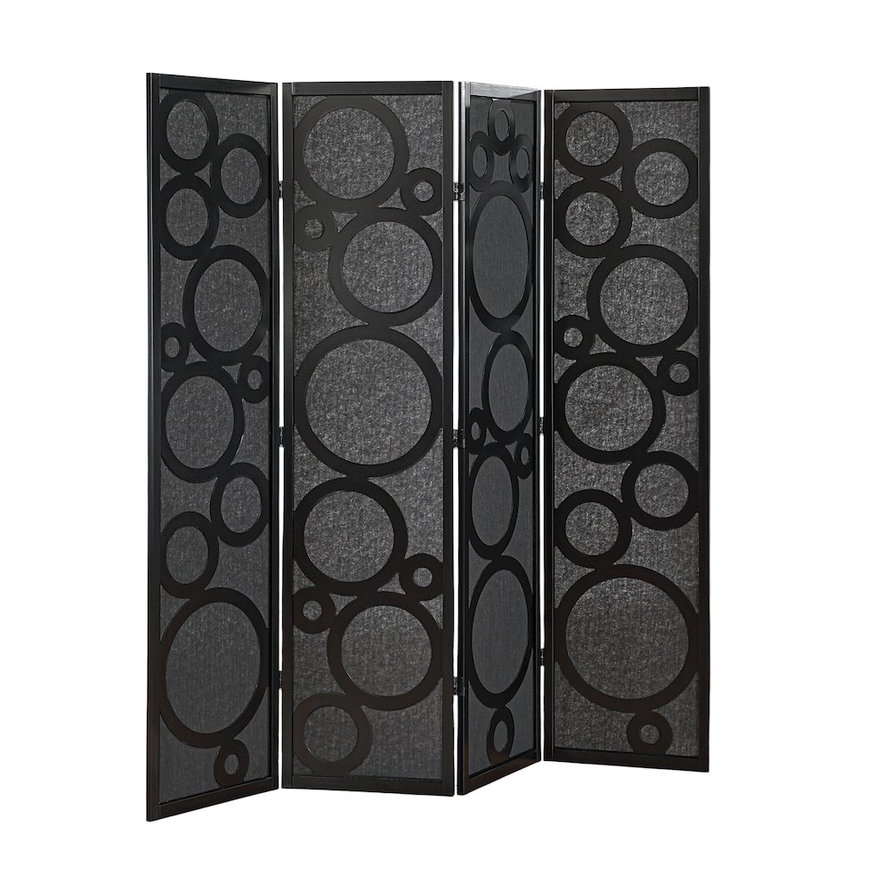 4-Panel Room Divider, Decorative Folding Freestanding Privacy Screen, Black. Picture 1