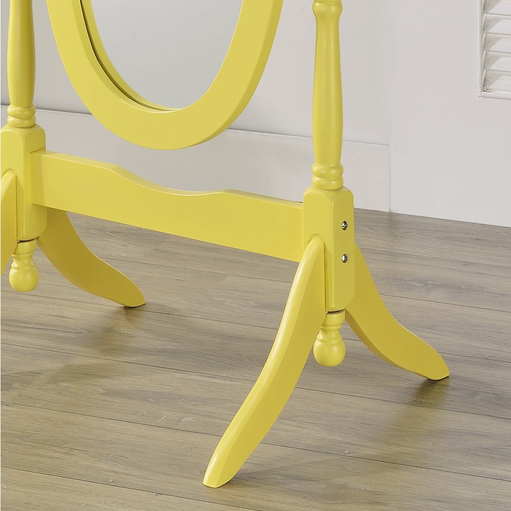 Traditional Queen Anna Style Wood Floor Cheval Mirror, Yellow Finish. Picture 4