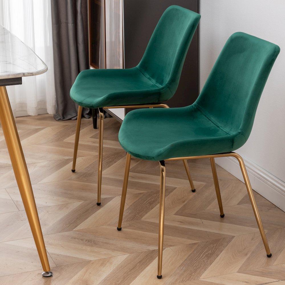 Avant 3-Piece Round Dining Set, Trestle Dining Table with 2 Side Chairs, Green. Picture 8
