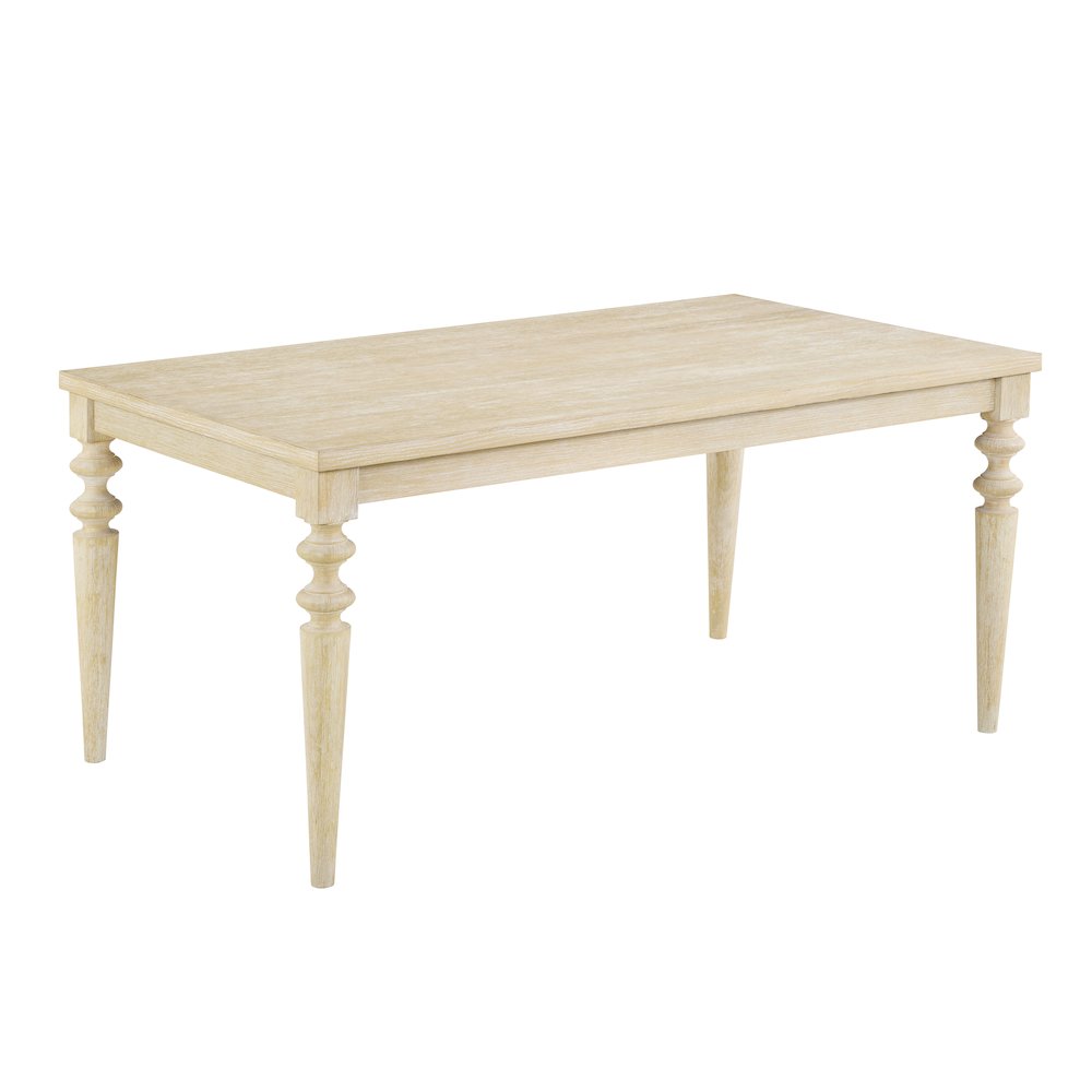 Amonia Urban Style Wired White Finish Wood Turned-Leg Dining Table. Picture 1