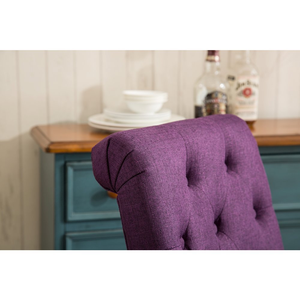 Habit Solid Wood Tufted Parsons Purple Dining Chair, Set of 2. Picture 8
