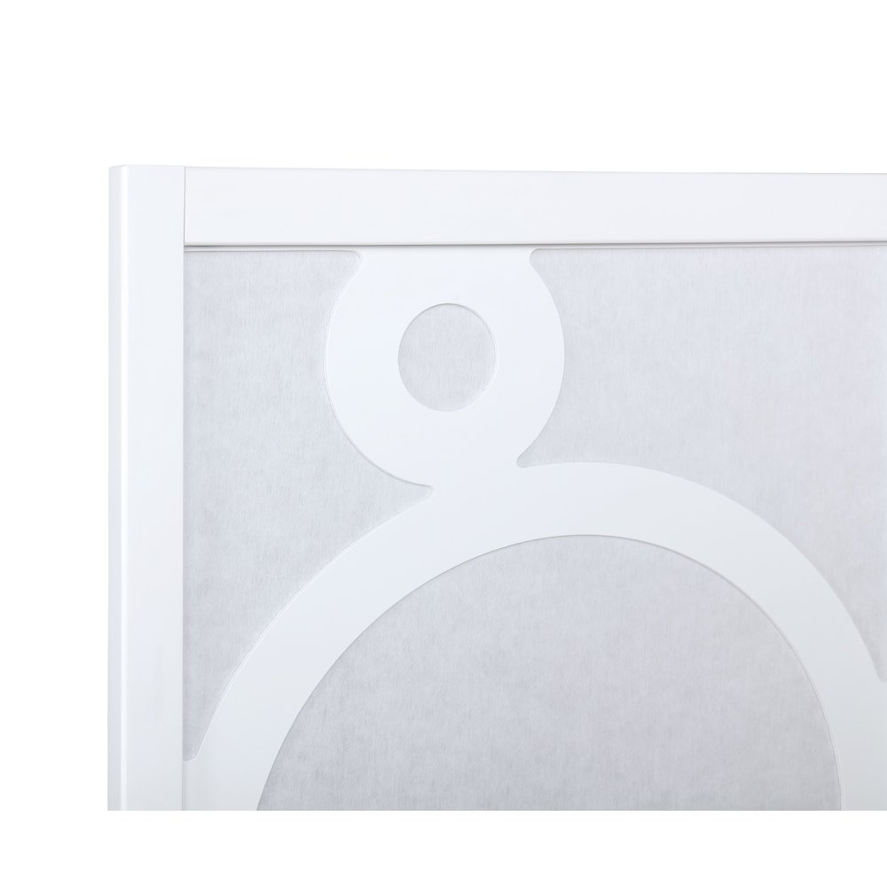 Arvada 4-Panel Wood Room Divider with Circle Pattern, White. Picture 4