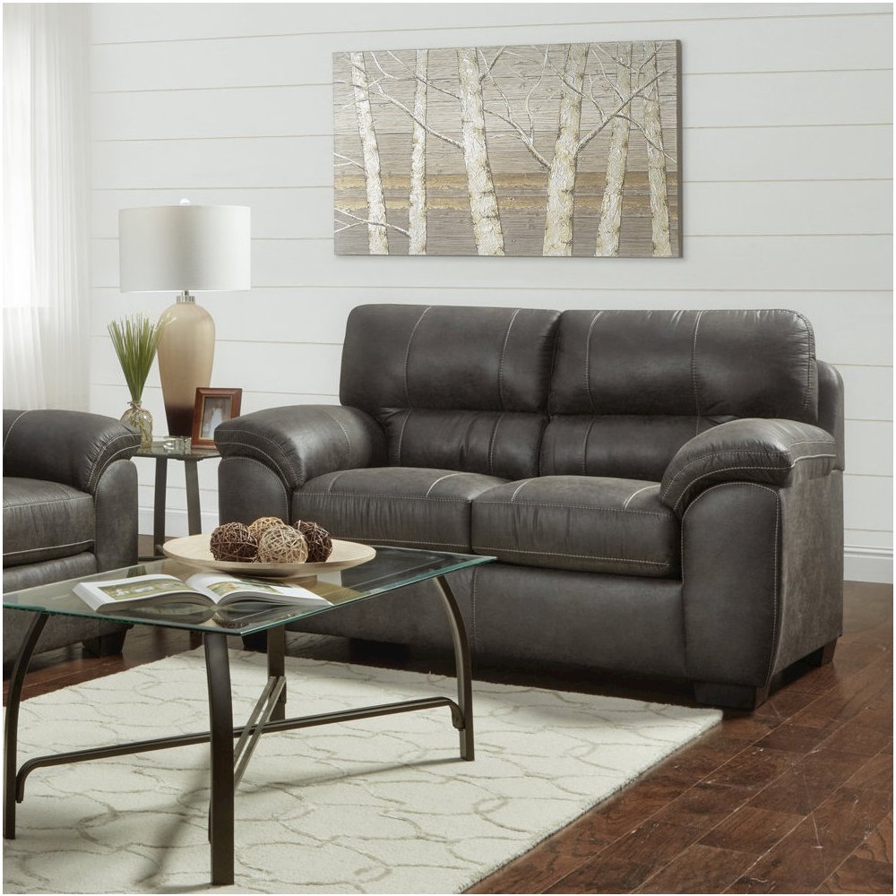 Tirana Contemporary Fabric Pillow-top Arm Loveseat in Sequoia Ash. Picture 2