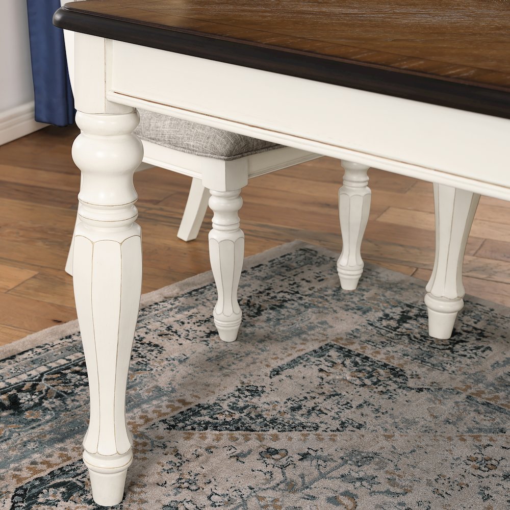 Belleza French Country 7-PC Dining Set in Antique White and Weathered Oak Finish. Picture 9