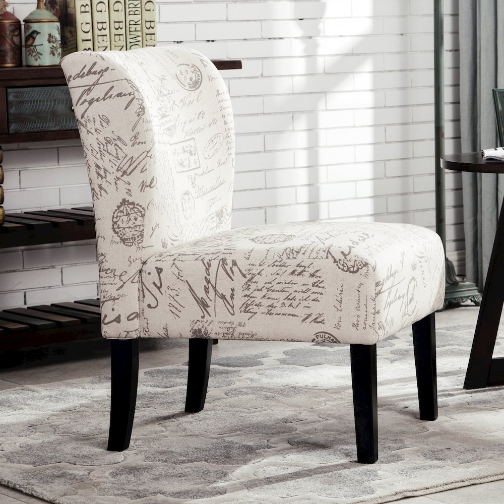 Capa English Letter Print Fabric Armless Contemporary Accent Chair. Picture 5