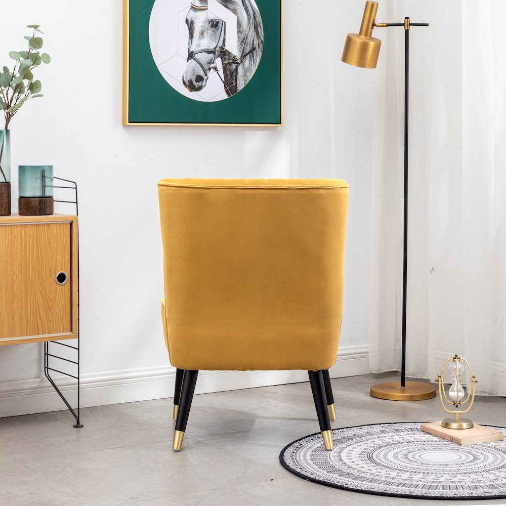 Elon Contemporary Velvet Upholstered Accent Chair, Gold. Picture 7