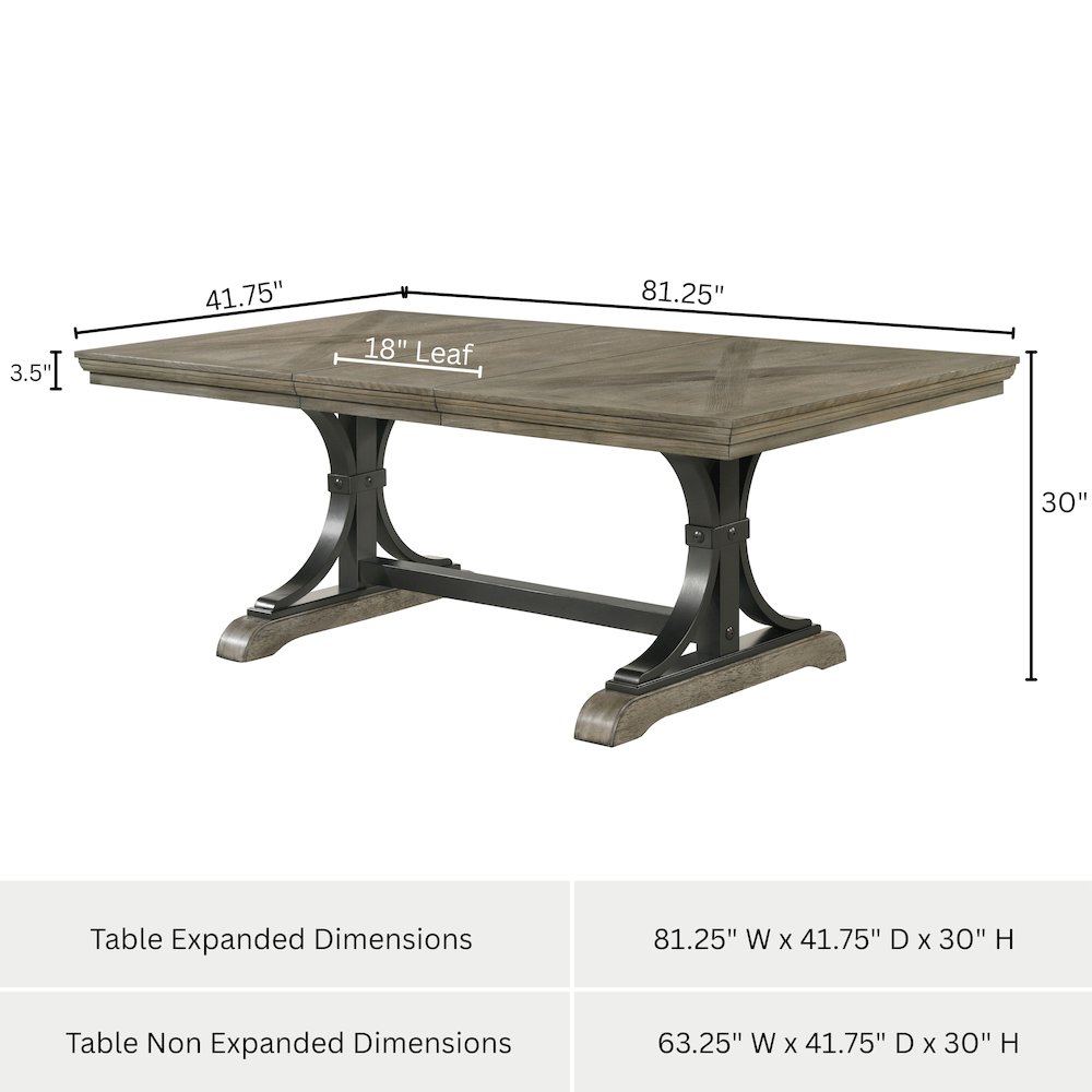 8-Piece Extendable Table with Nailhead Bench and Armchairs Dining Set, Driftwood. Picture 21