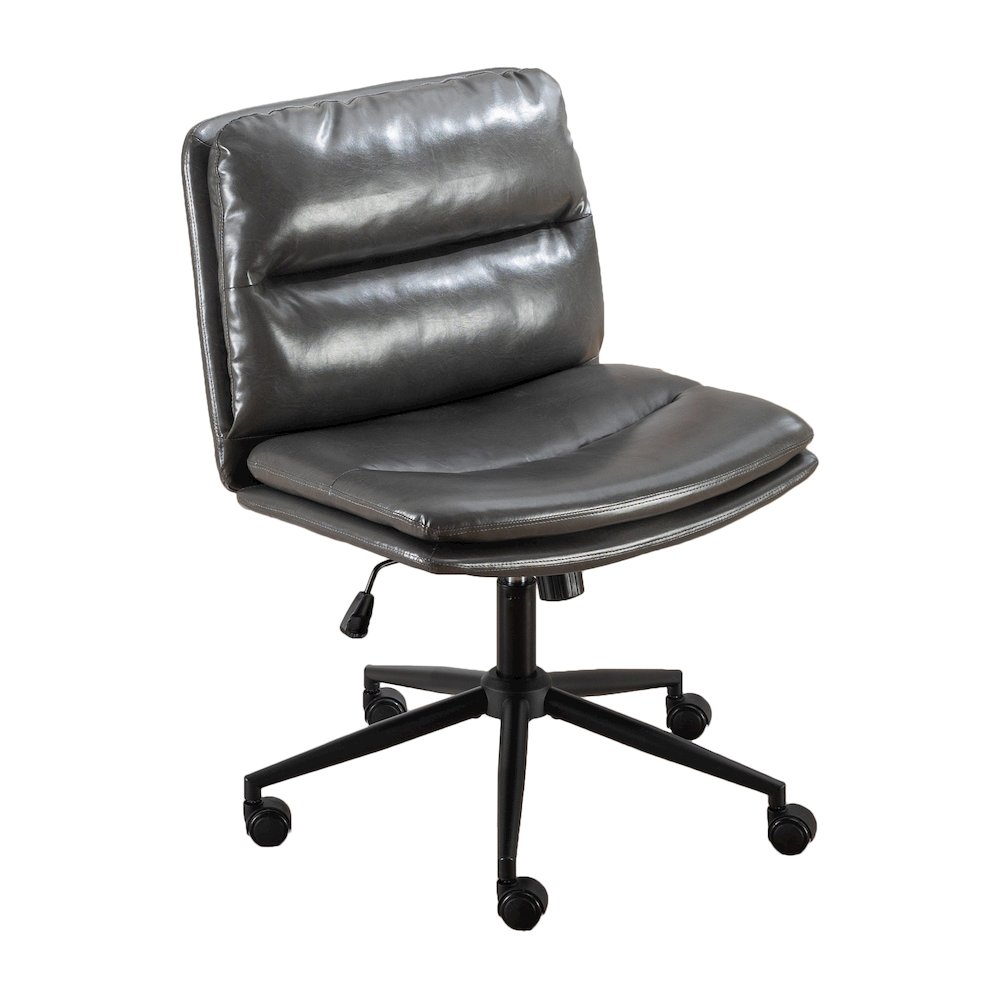 Bizerte Adjustable Swivel Criss Cross, Wide Seat Office or Vanity Chair, Gray. Picture 1