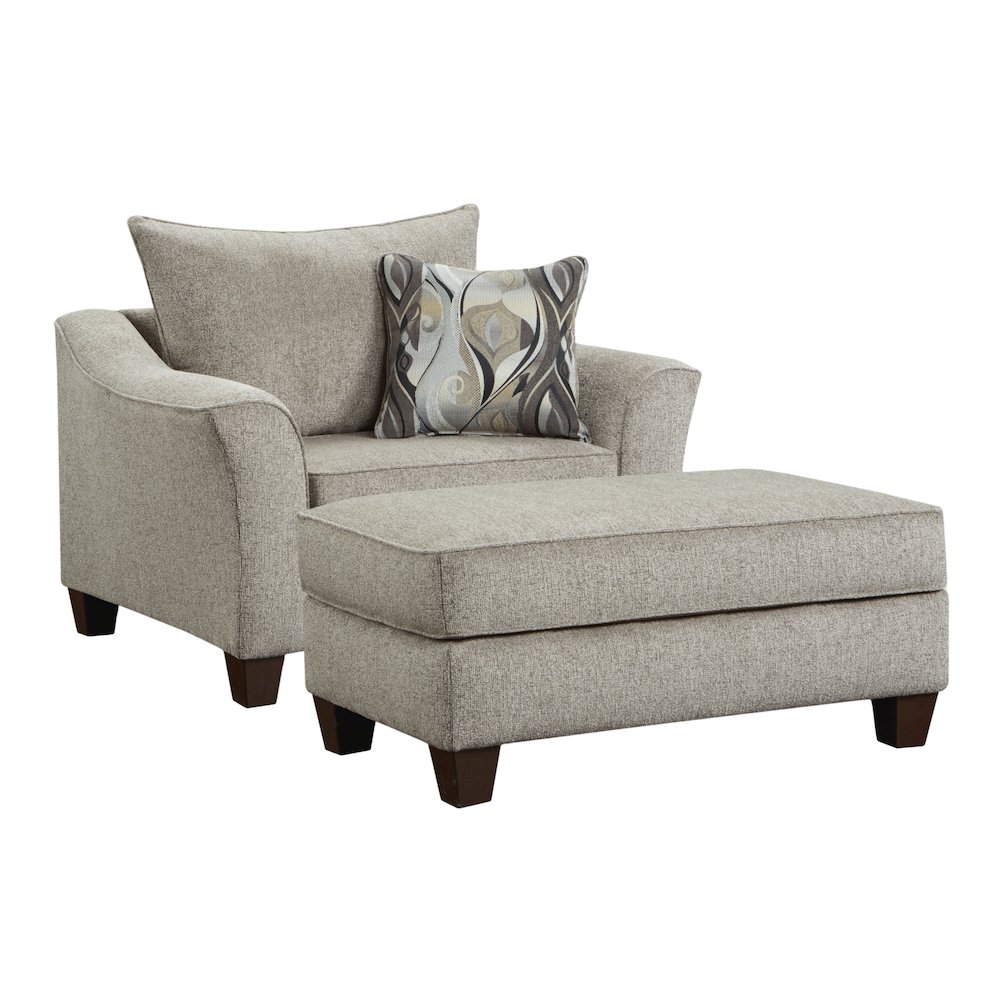 Camero Platinum Fabric Accent Chair and Ottoman Set. Picture 1
