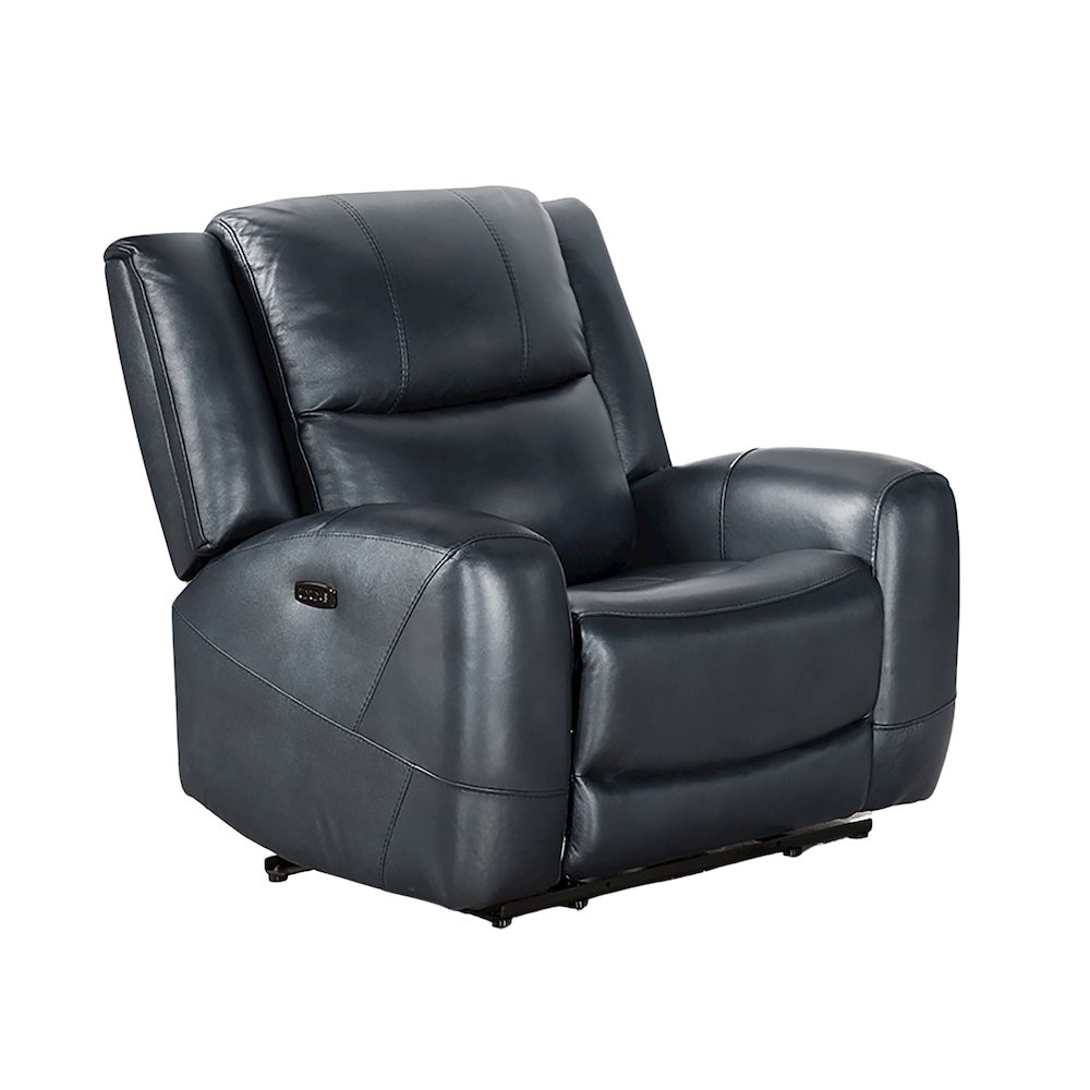Cozura Leather Manual Recliner, Chesapeake Blue. Picture 1
