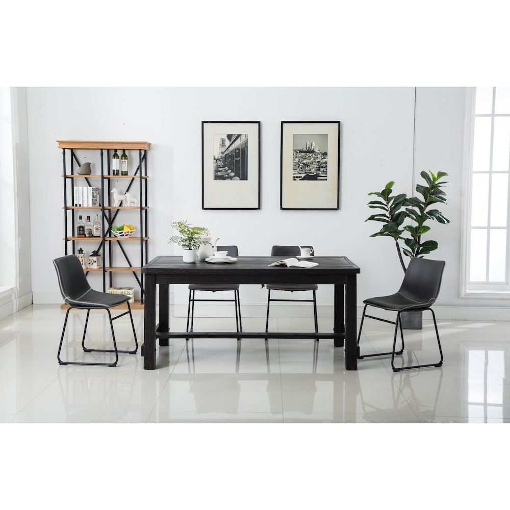 Lotusville Antique Wood Finished Dining Set: Table and Four Chairs, Grey. Picture 5
