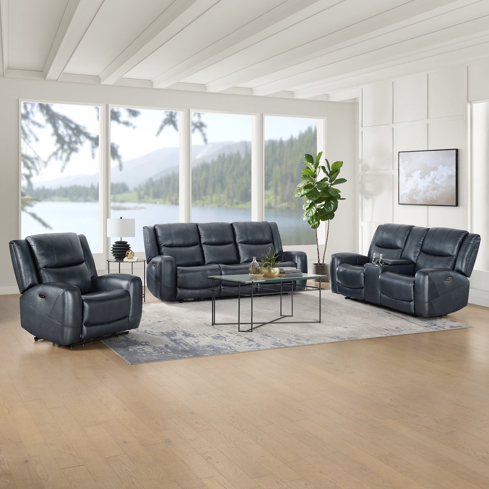 Cozura 3-Piece Leather Power Recling Living Room Set. Picture 2