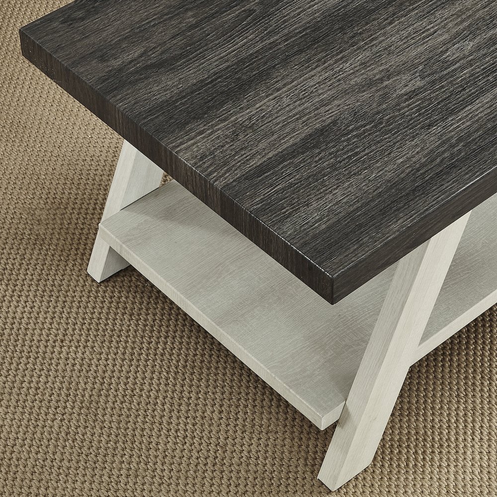 Athens Contemporary Two-Tone Wood Shelf End Table in Weathered Charcoal/Beige. Picture 3