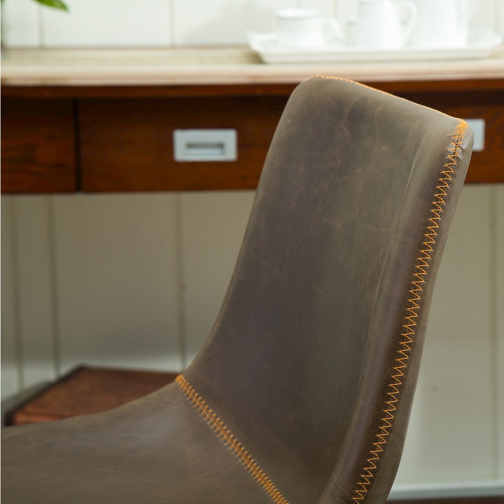 Lotusville Vintage PU Leather Dining Chairs, Antique Brown, Set of 2. Picture 11