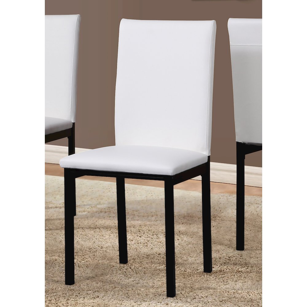 Noyes Faux Leather Seat Metal Frame White Dining Chairs , Set of 4. Picture 3