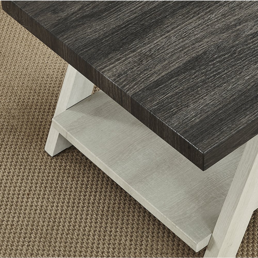 Ethens Contemporary Two-Tone Wood Shelf Side Table in Weathered Charcoal/Beige. Picture 3