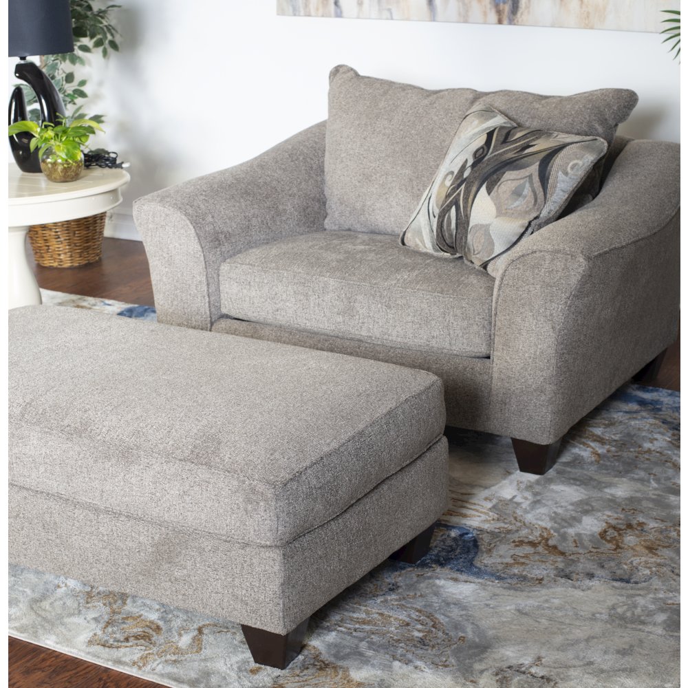 Camero Platinum Fabric Accent Chair and Ottoman Set. Picture 3
