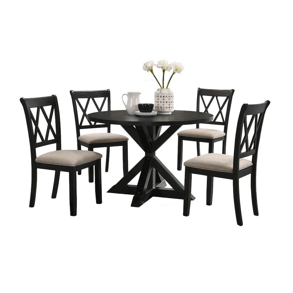 Windvale Cross-Buck Wood 5-Pc Dining Set. Picture 1