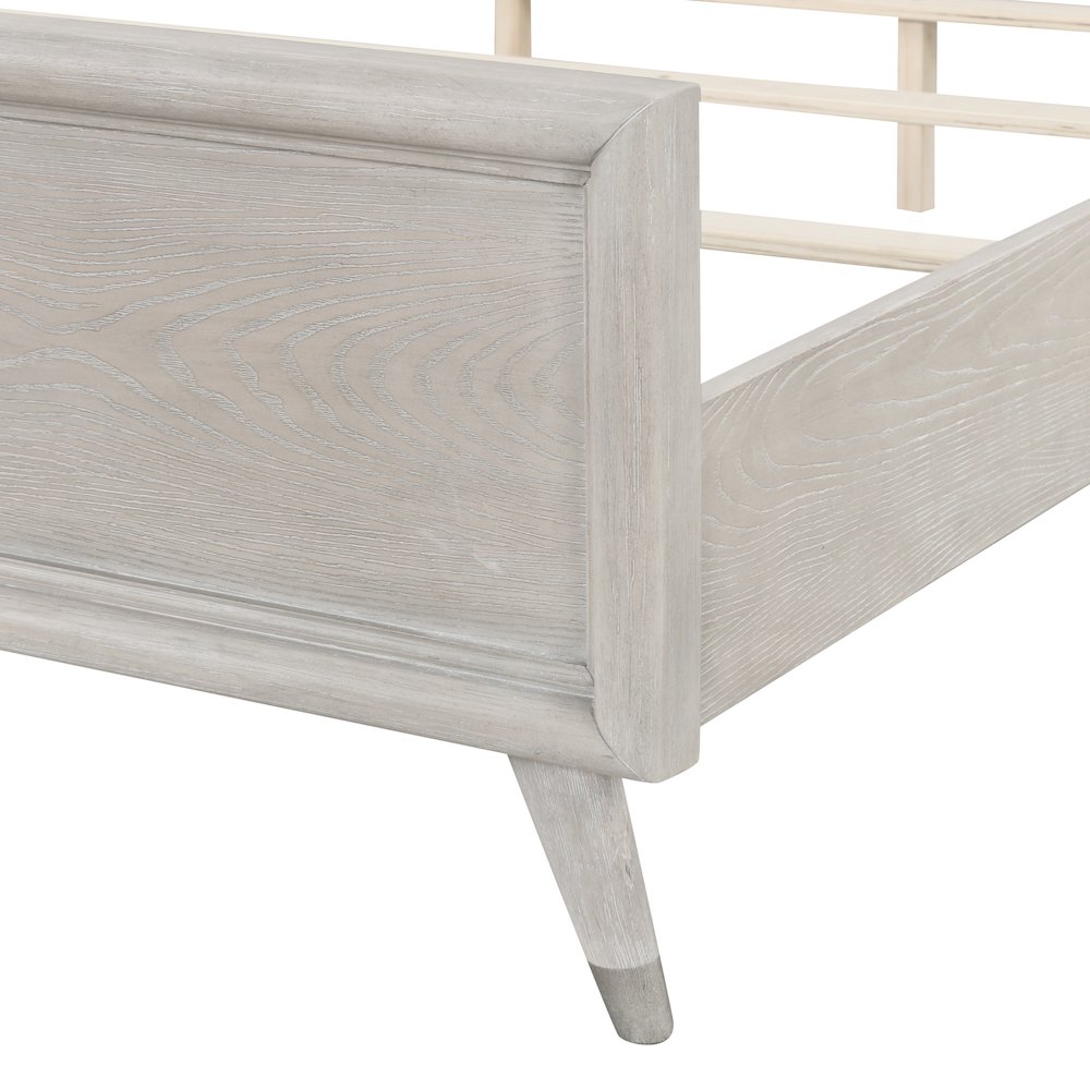 Seluna LED Lighting Panel Bed, Upholstered Headboard, Gray Oak Finish, King. Picture 9