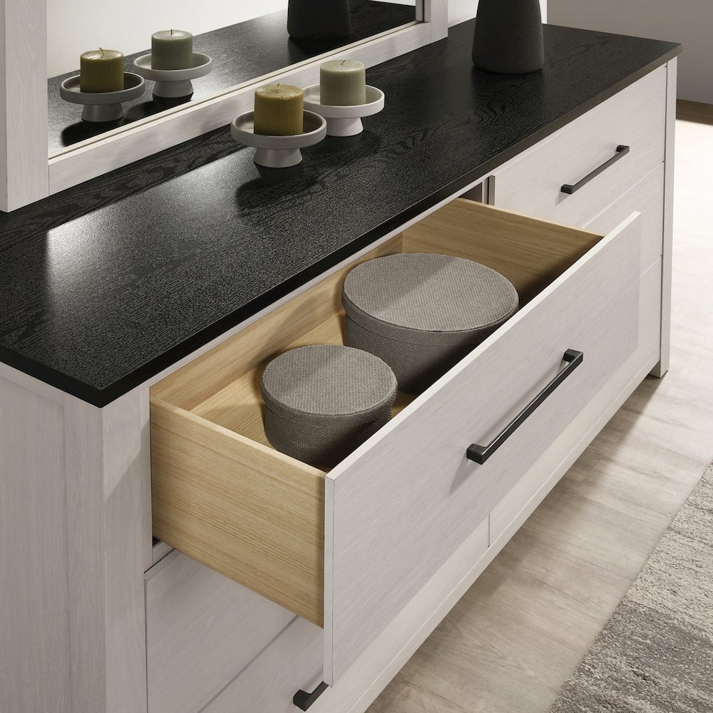 Realynn 6-Drawer Bedroom Dresser, Off-White Finish. Picture 8