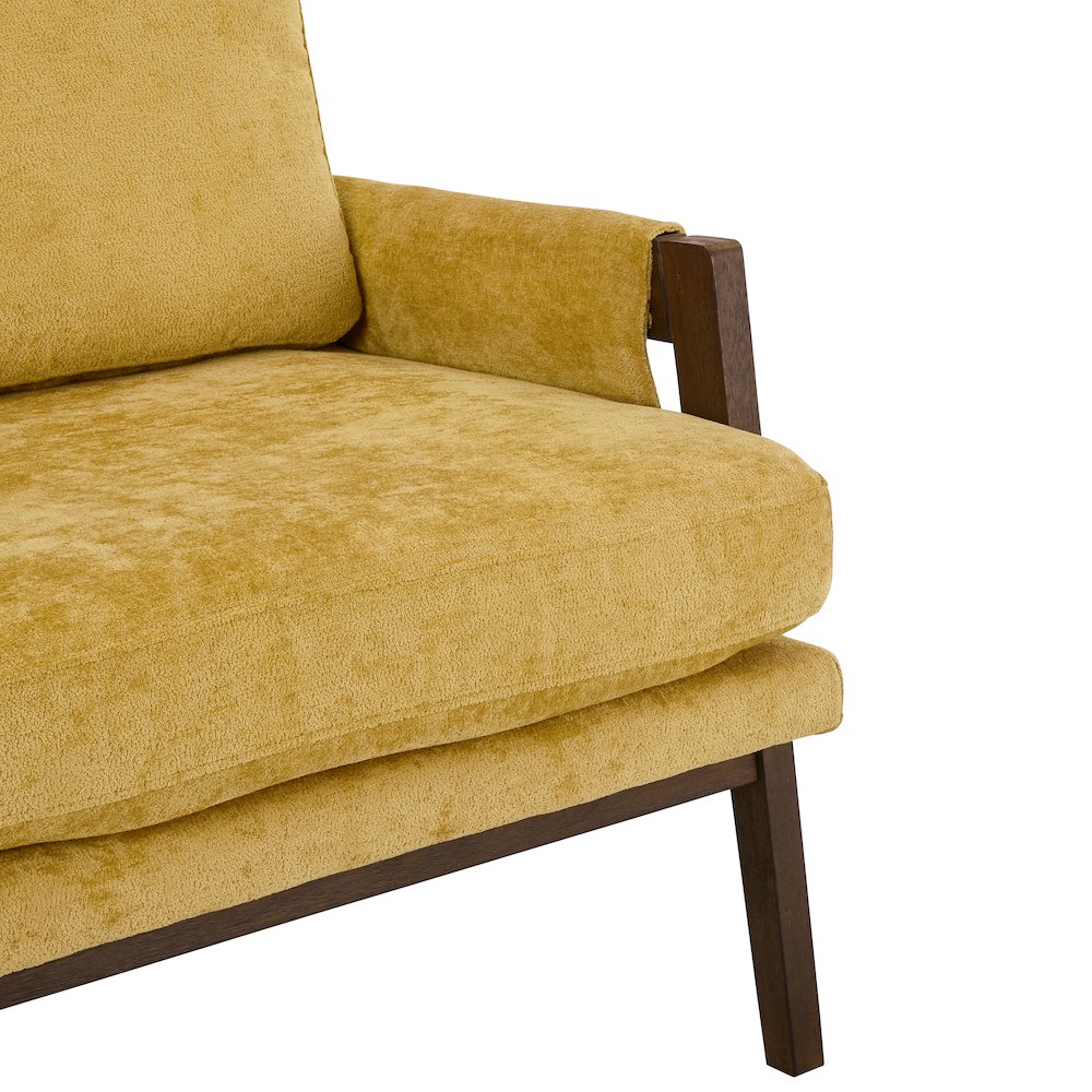 Kelly Mid-Century Modern Velvet Accent Armchair, Yellow. Picture 6