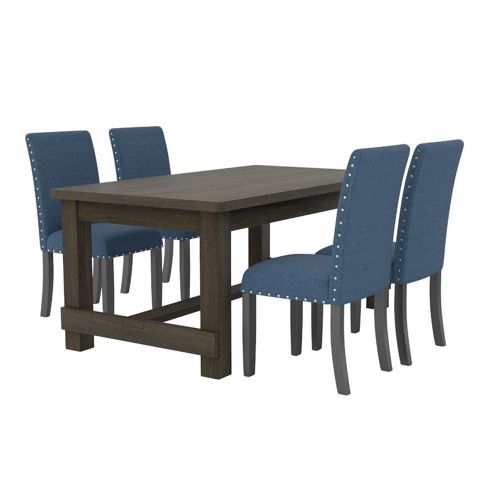 Muzzi Contemporary 5-Piece Dining Set, Dining Table with 4 Stylish Chairs, Blue. Picture 1