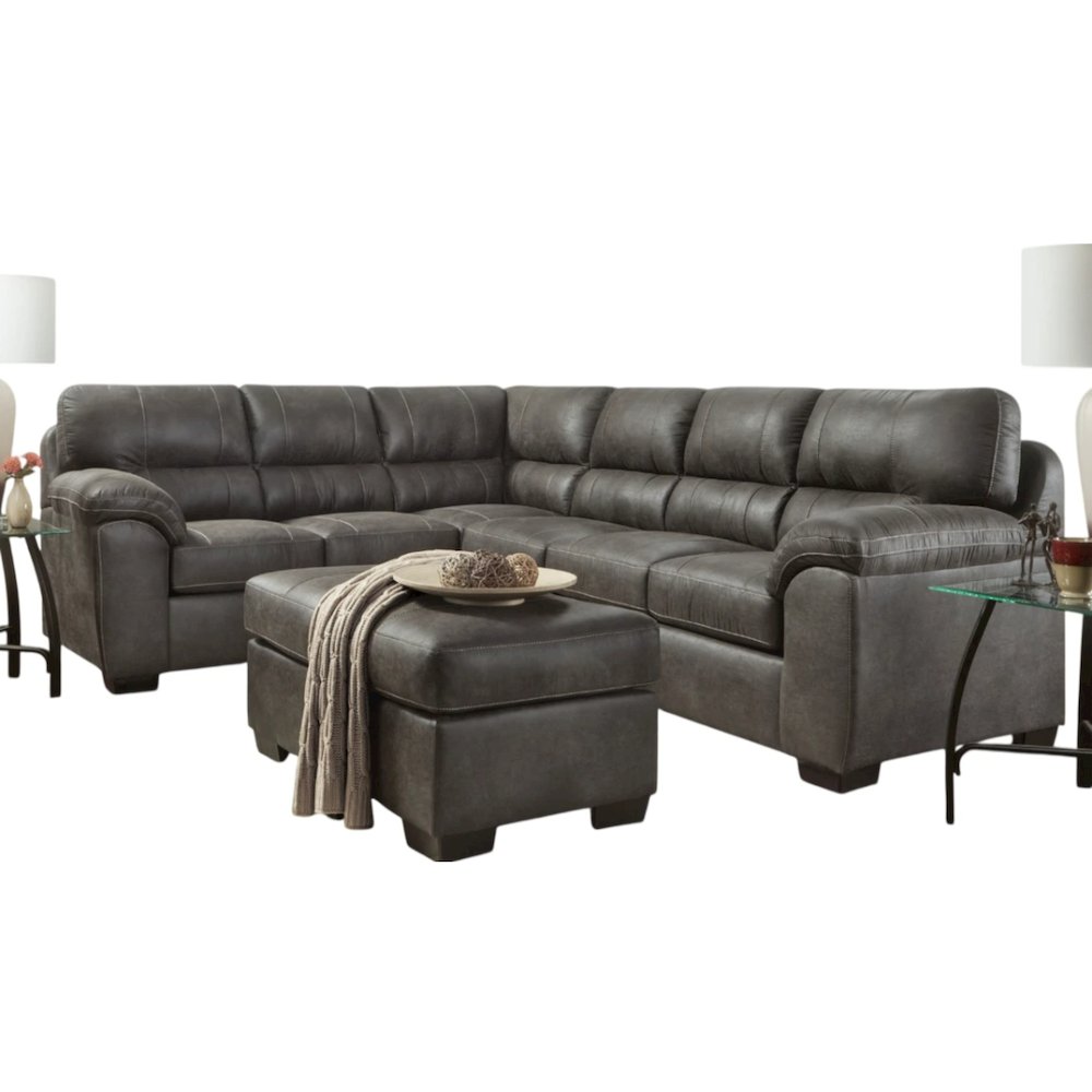 Tirana Contemporary Fabric Pillow-top Arm Sectional Sofa with Ottoman. Picture 1