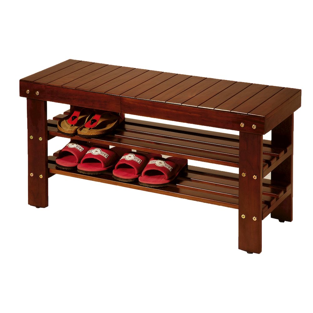 Pina Quality Solid Wood Shoe Bench, Cherry Finish. Picture 5