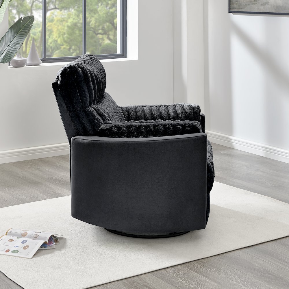 Bocaton Wide Wale Corduroy Upholstery Manual Recliner, Black. Picture 4
