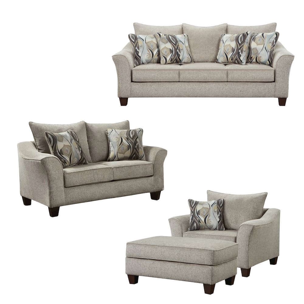 Camero Platinum Fabric 4-Piece Living Room Set. Picture 1