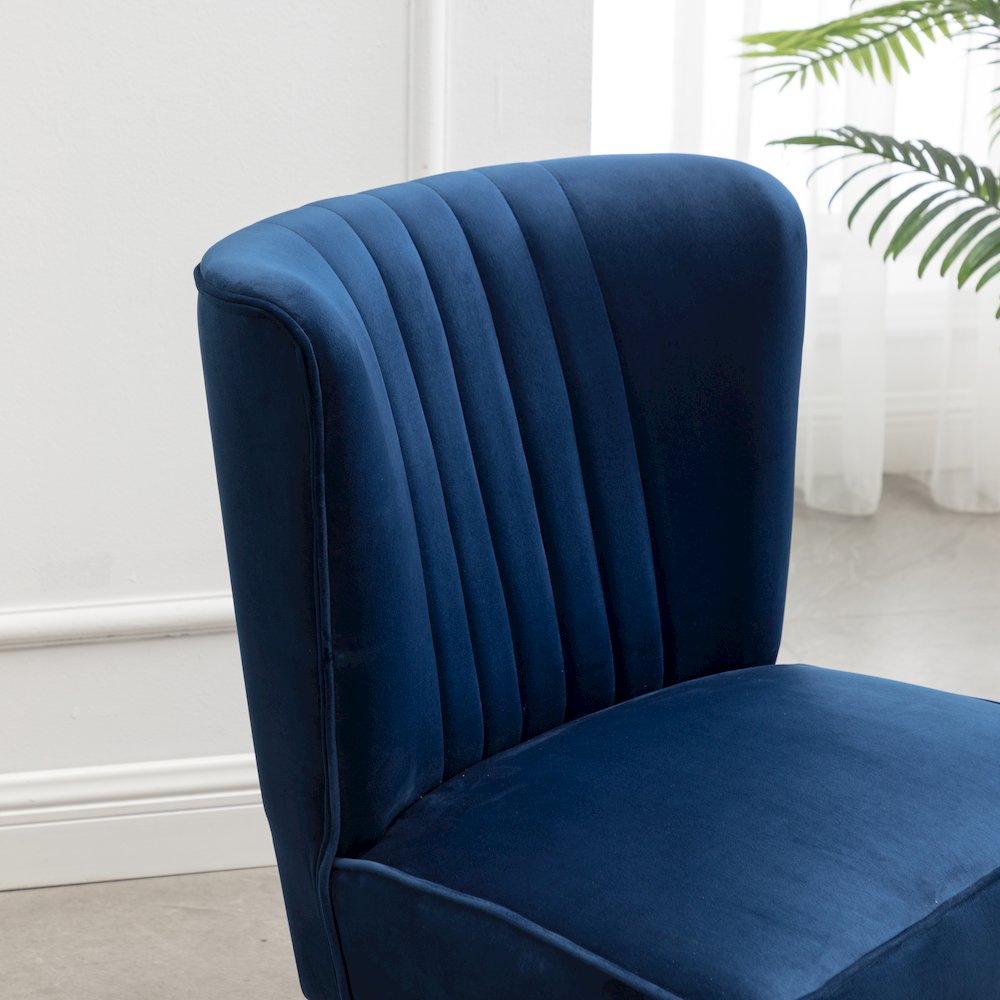 Elon Contemporary Velvet Upholstered Accent Chair, Blue. Picture 9