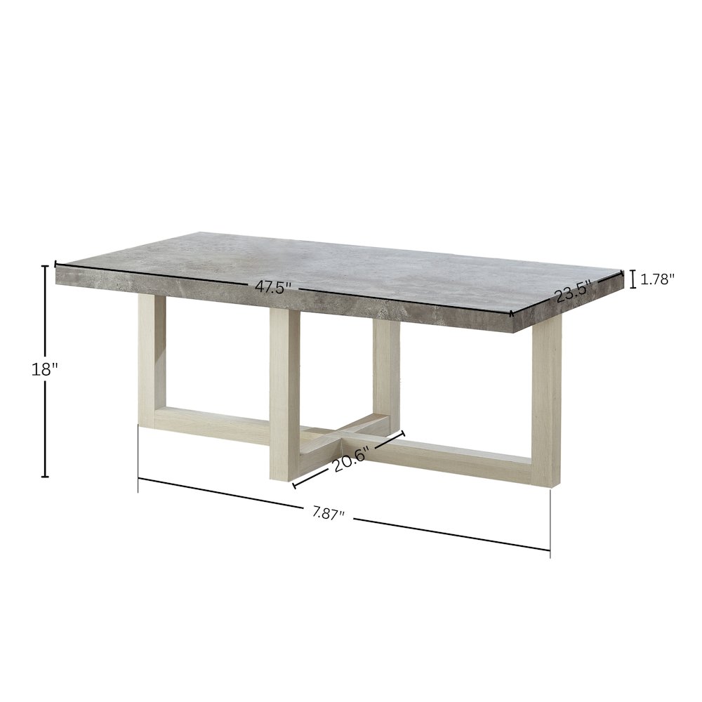 Luno Contemporary Coffee Table, Faux Concrete and White. Picture 8