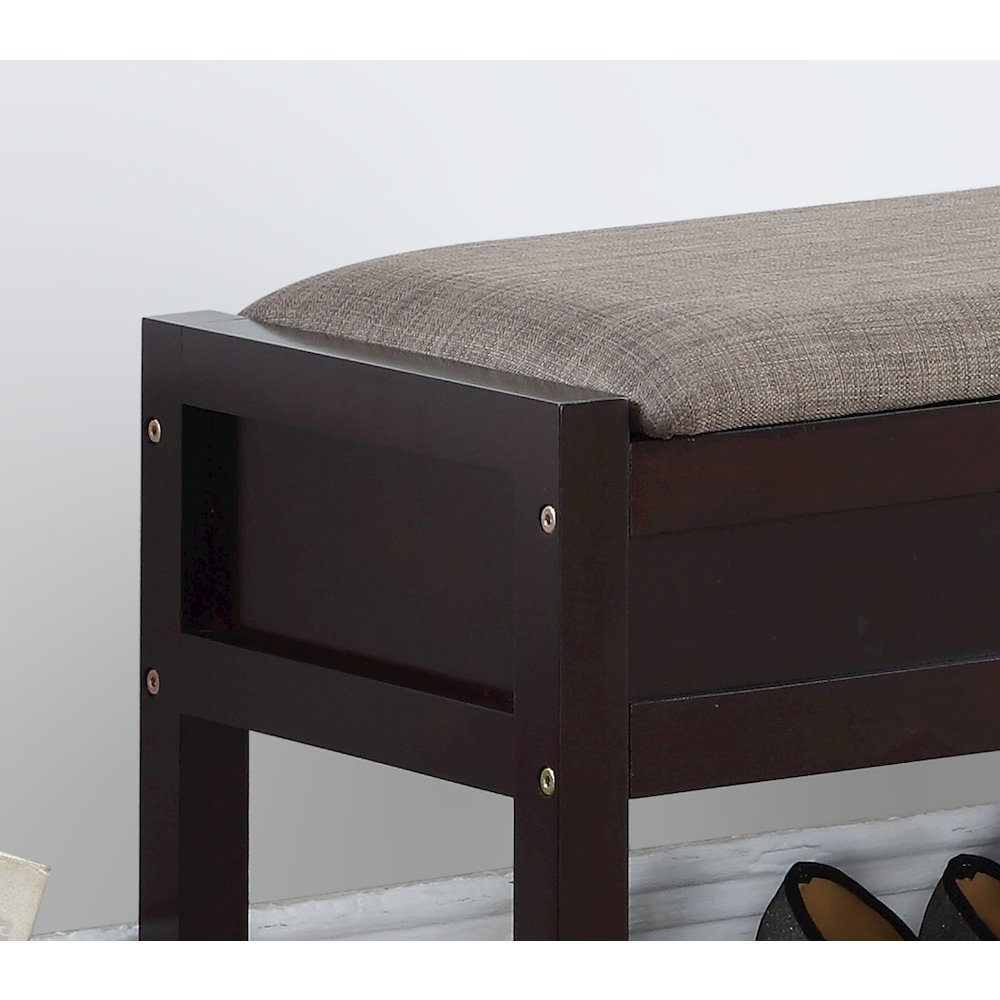 Rouen Espresso Seating Bench with Shoe Storage. Picture 4