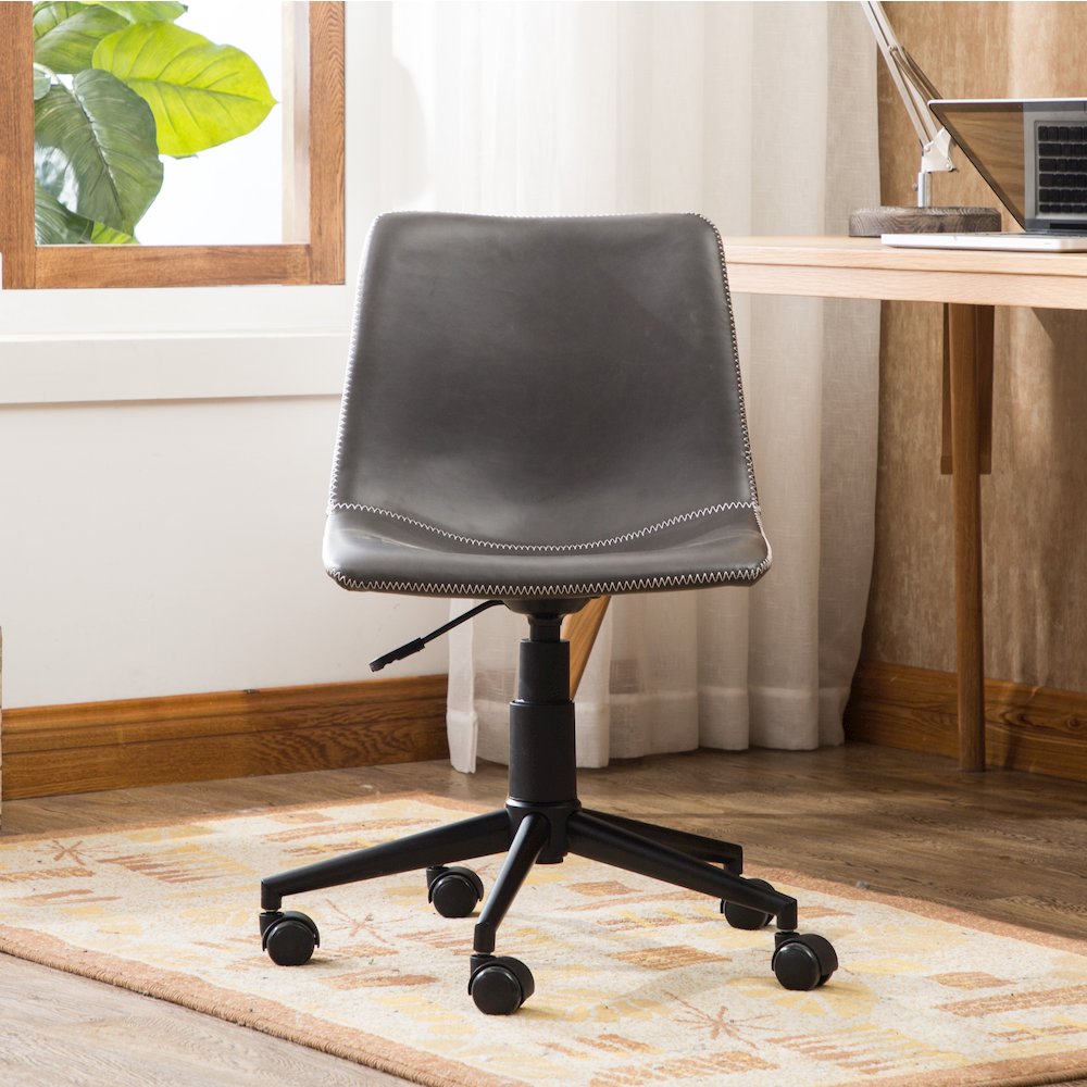 Cesena Faux Leather 360 Swivel Air Lift Office Chair, Antique Gray. Picture 3