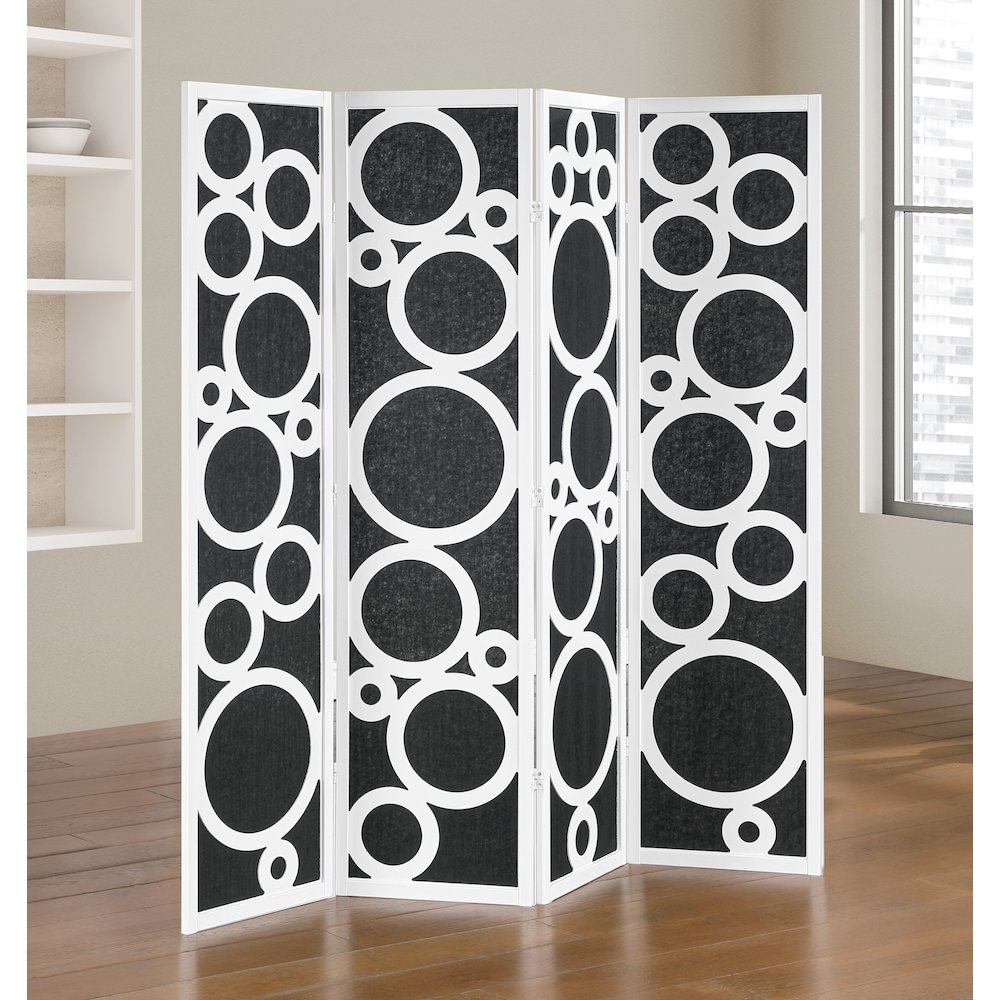 4-Panel Room Divider, Decorative Folding Freestanding Privacy Screen, White. Picture 2