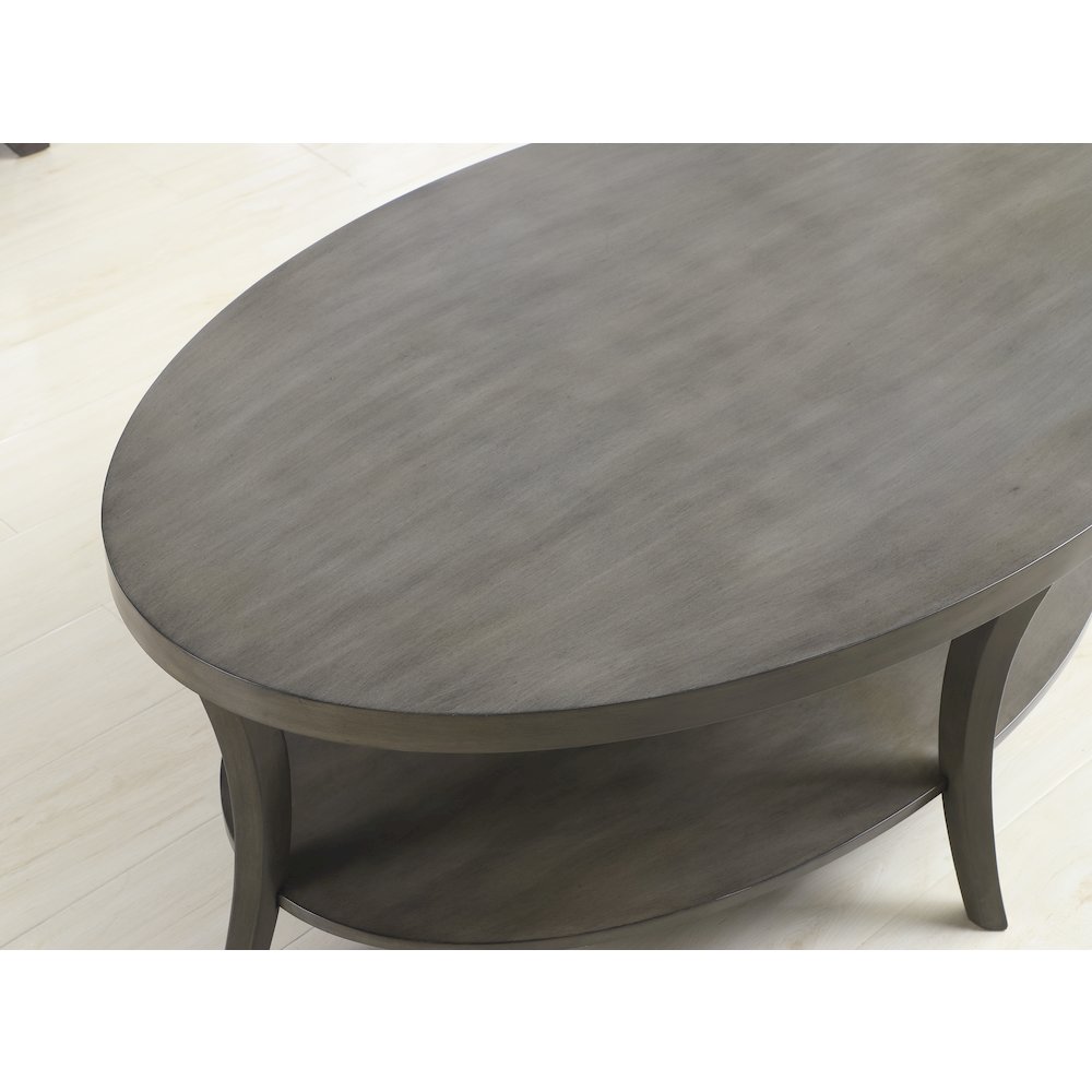 Perth Contemporary Oval Shelf Coffee Table Set, Gray. Picture 7