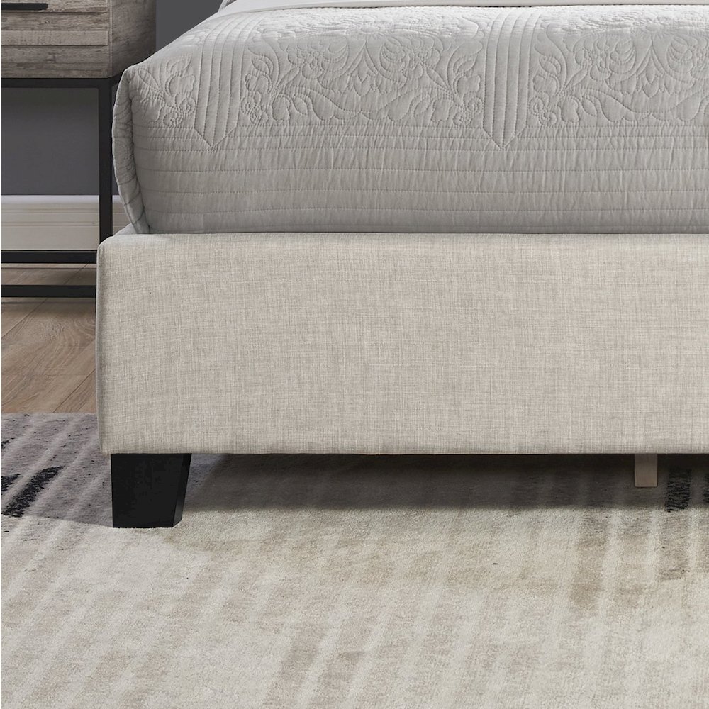 3-Piece Upholstered Bedroom Set, Tufted Wingback Bed, 2Gray Nightstands, King. Picture 5