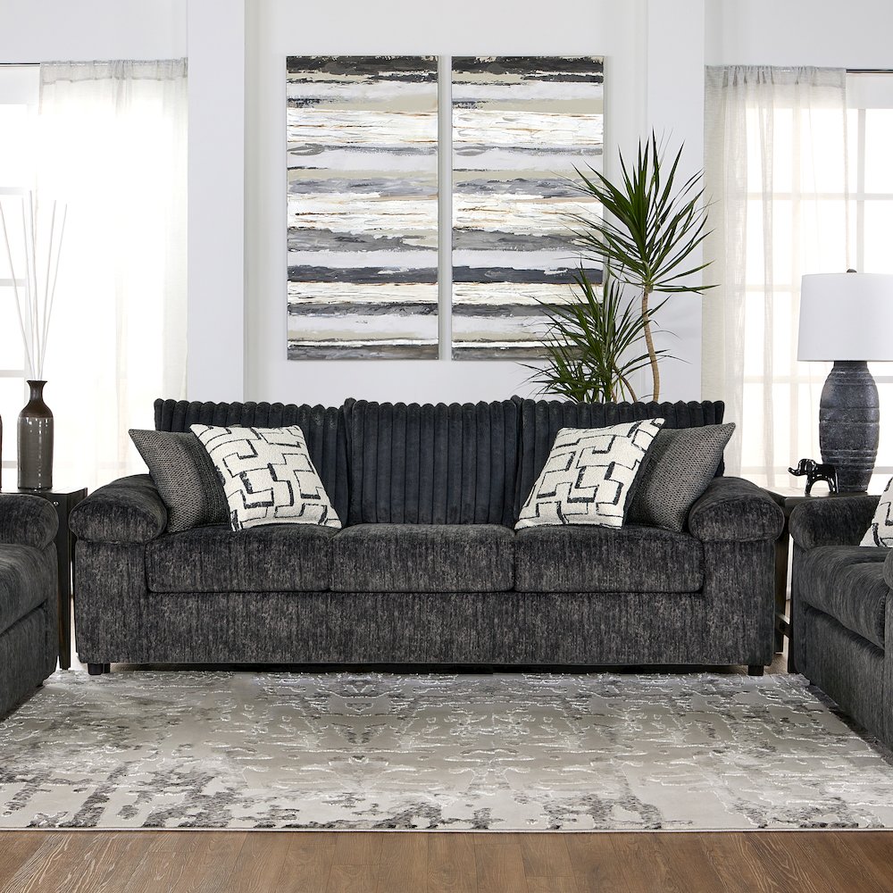 Nason Wide Wale Corduroy Sofa, Loveseat, and Cuddle Chair Set, Charcoal. Picture 3