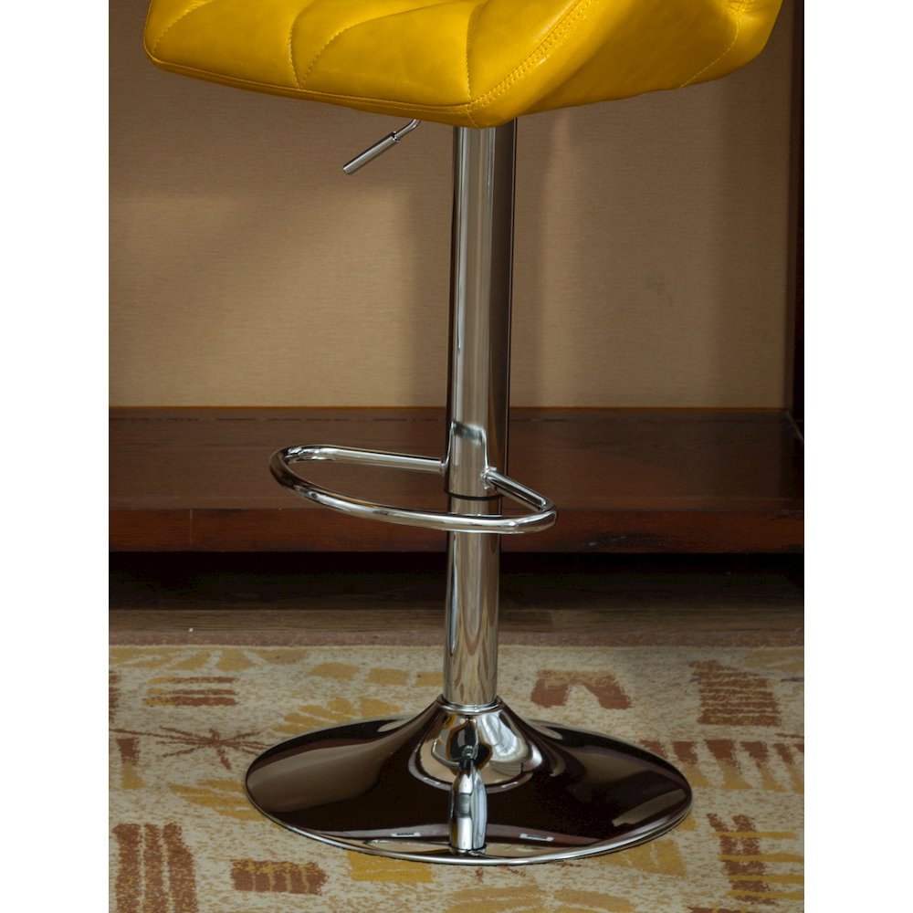 Glasgow Contemporary Tufted Adjustable Height Yellow Bar Stools, Set of 2. Picture 10