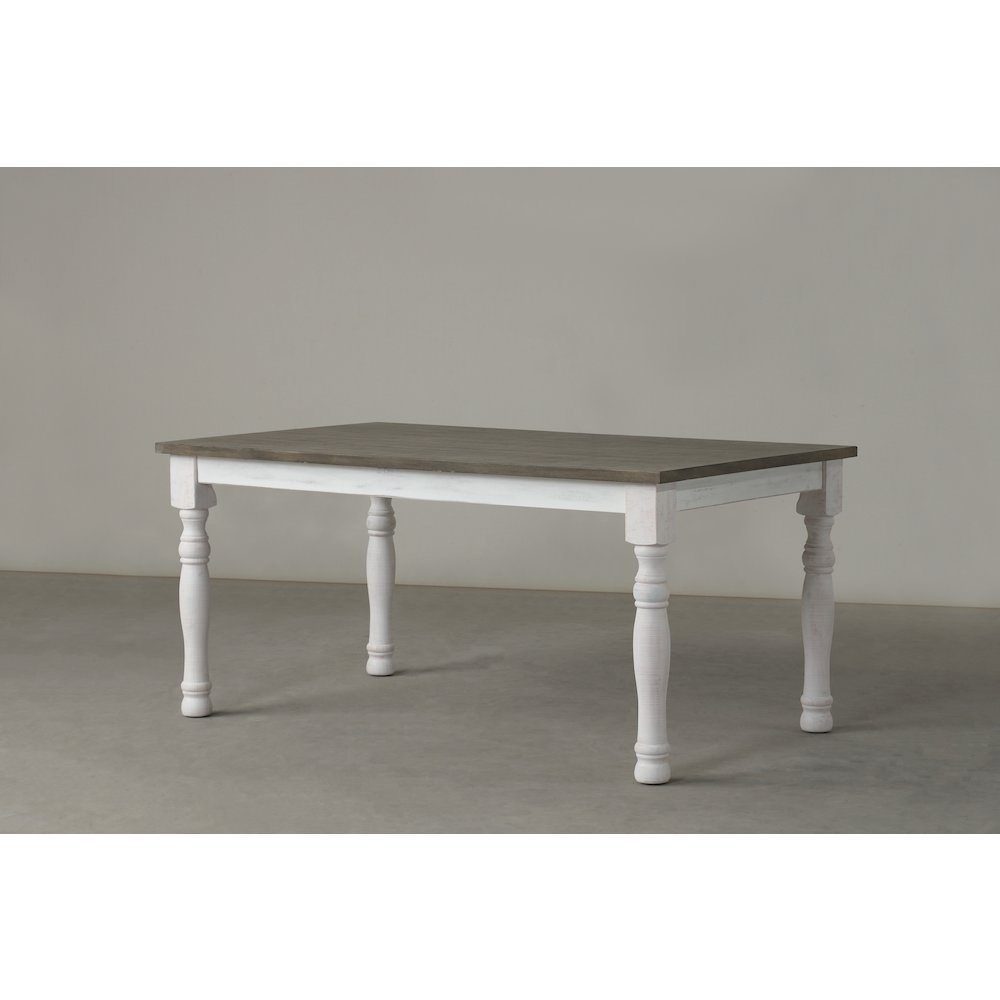 Ebret Farmhouse Two-tone Distressed Wood Dining Table, Brown and White. Picture 3