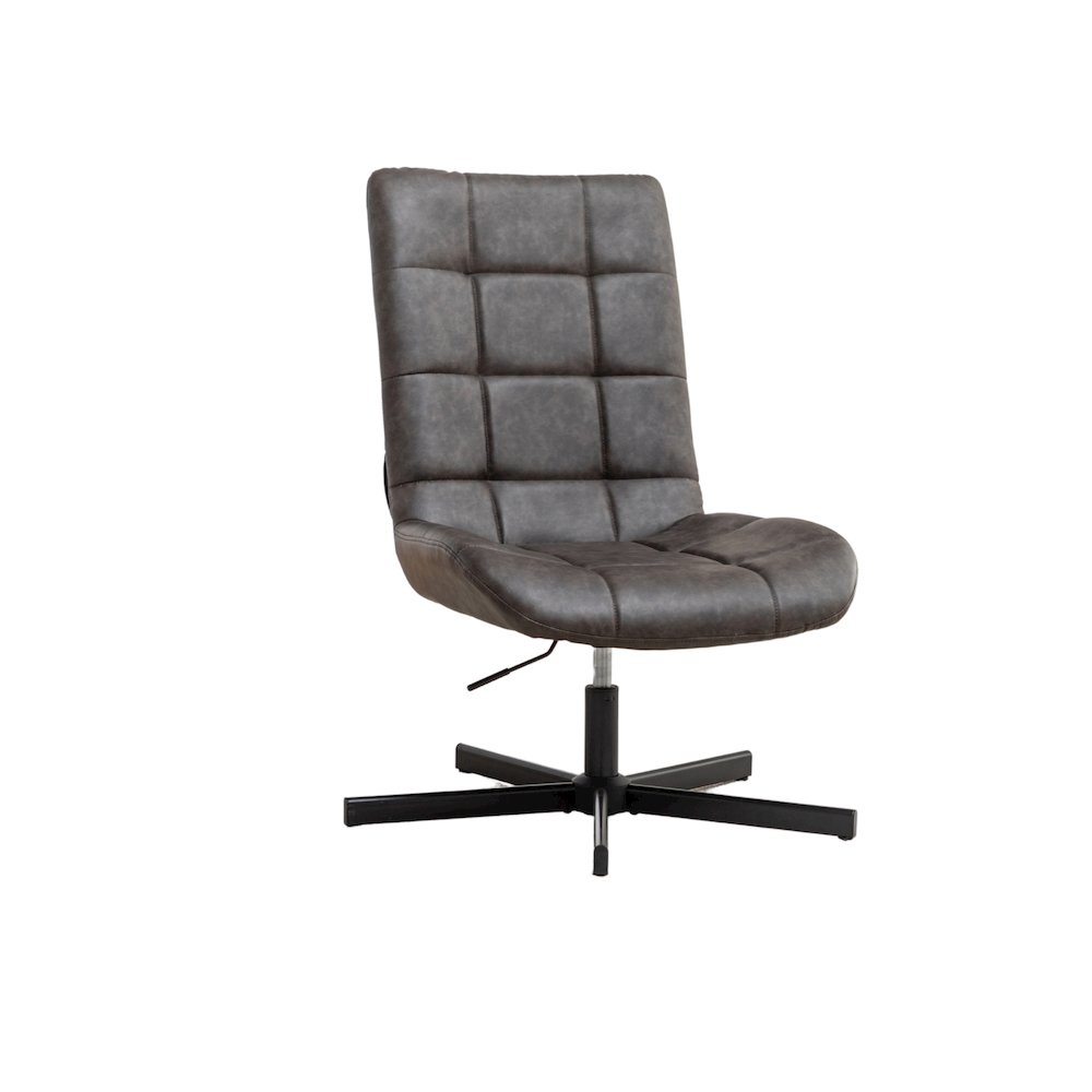 Arlena Faux Leather Tufted Swivel Accent Chair, Brown. Picture 14